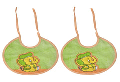 Heart Home Rouned Shaped Unisex Baby Cotton Super Bib, Baby Bib, Washable, Stain And Odor Resistant-Pack of 2 (Green)-HS43HEARTH25526