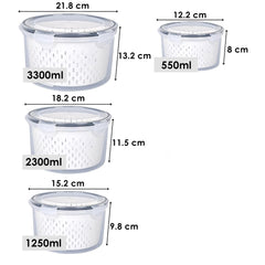 Kuber Industries 16 Pcs Food Containers | Round Storage Box for Fridge | Vegetable Fruit Strainer Basket | Refrigerator Storage Box | Containers With Airtight Lid | HXP00285 | Transparent| Pack of 4