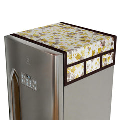 Kuber Industries Fridge Top Cover | Fridge Top Cover with Pockets | Refrigerator Cover for Kitchen | Reversable Fridge Top Cover with 6 Utility Pockets | Printed Fridge Cover | Green