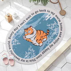 Urbane Home Bath Mat | PVC Bathroom Mat | Shower Bath Mat | Floor Tub Mat | Diatom Mud Oval Mat | Anti-Skid Shower Bathroom Mat | CF-220803 | Blue