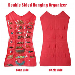 Heart Home Hanging Organizer | Non-Woven Hanger | Jewellery Organizer | Double Sided Hanger | 27 Pockets & 14 Hook Hanger | Cosmetic Wall Hanging Organizer | Pack of 2 | Pink