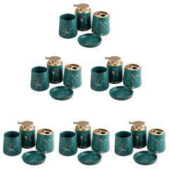 Kuber Industries Bathroom Accessories Set | Handwash Soap Dispenser | Water Cup | Soap Holder Dish for Bathroom | Toothbrush Holder for Bathroom | 24 Piece | ZX046GN | Pack of 6 | Green