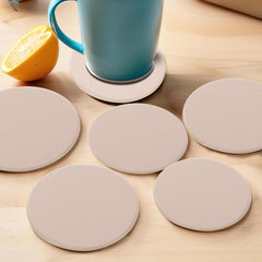 Kuber Industries 30 Pcs Anti-Skid Tea Coaster for Hot Pots | Round Tea Cup & Water Glass Cover Top Lid for Teapoy & Center Table - Beige