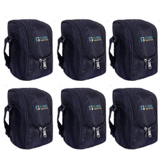 Kuber Industries Lunch Box|Canvas Leak Proof 3 Stainless Steel Insulated Containers Lunch Bag|Adjustable Straps Tiffin Box with Zipper Closure (Black) (Pack of 6)