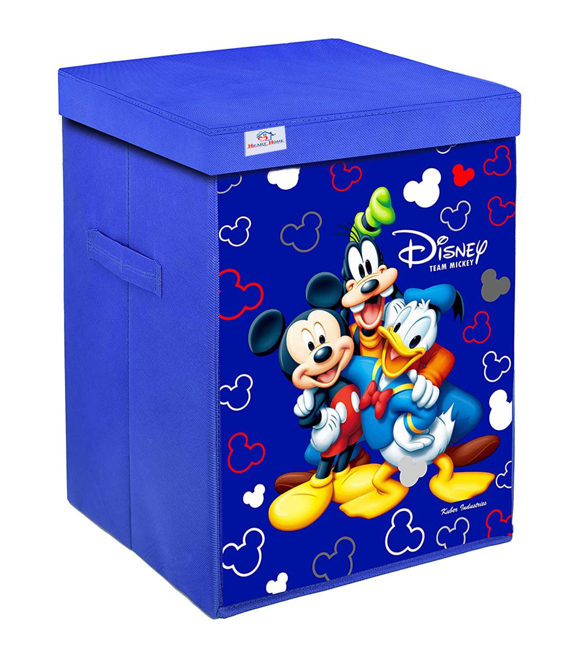 Heart Home Mickey & Friend Print Non-Woven Laundry Basket, Clothes Hamper For Laundry Closet, Bedroom, Bathroom With Lid & Handles (Blue) 54HH4081.