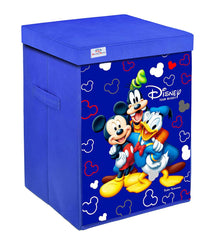 Heart Home Mickey & Friend Print Non-Woven Laundry Basket, Clothes Hamper For Laundry Closet, Bedroom, Bathroom With Lid & Handles (Blue) 54HH4081.