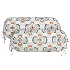 Kuber Industries Bolster Cover | Cotton Masand Pillow Cover | Diwan Round Bolster Pillow Covers | Bolster Cushion Pillow Cover Set | Roll Masand Cover | Green Flower | Pack of 2 | White