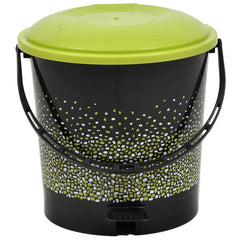 Kuber Industries Printed Multiuses Plastic Pedal Dustbin, Waste Bin, Trash Can With Handle, 7 Litre (Black)-47KM0739