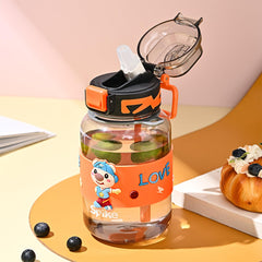 Kuber Industries Pack of 3 Kids Water Bottle With Straw |Sipper Water Bottle For Kids Boys Girls| Water Bottle with Locking Flip Lid | 800 ml |Orange | SYZ-7744C
