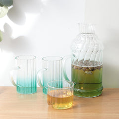 Urbane Home Borosilicate Glass Water Jug with Lid (1200ml) & 2 Cups (280ml) | Glass Jug for Water, Juice, Coffee, Iced Tea | Gift Items | Kitchen Accessories Items