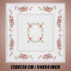 Heart Home Table Cover | PVC Dining Table Cover | Table Cloth | Center Table Cover | Table Cover for Kitchen Table | Alloy Table Cover for Hall Décor | 54 Inch | Red