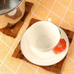 Kuber Industries 6 Pieces Bamboo Tea Coaster Set (Wooden)-CTKTC014514