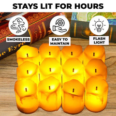 Kuber Industries Pack of 4 LED Candles for Home Decoration |Battey Operated |Flameless Yellow Light |Diwali Lights for Home Decoration, Along with Other Festivities & Parties|B0-051703A|Set of 12