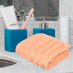 Kuber industries Face Towel | Towels for Facewash | Towels for Gym | Facewash for Travel | Towels for Daily use | Workout Hand Towel | Lining Design | 14x21 Inch | Pack of 2 | Peach