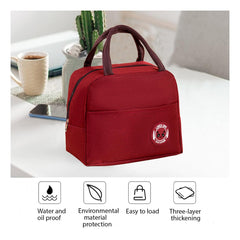 Homestic Lunch Bag | Lunch Bag for Office | Lunch Bag for College | Reusable Lunch Bag | Lunch Bag for Adults | Tiffin Lunch Bag with Handle | Plain | LYN12-RED | Red
