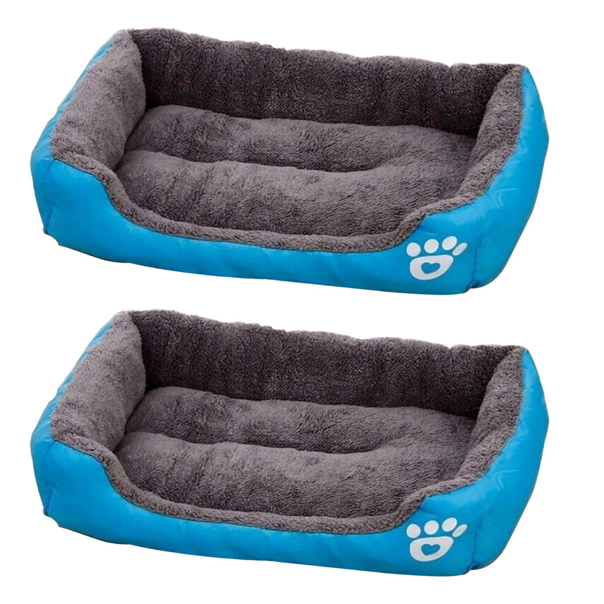 Kuber Industries Dog & Cat Bed|Super Soft Plush Top Pet Bed|Oxford Cloth Polyester Filling|Machine Washable Dog Bed|Rectangular Cat Bed with Rise-Edge Pillow|QY036B-S|Sky Blue (Pack of 2)