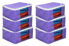 Kuber Industries 6 Piece Non Woven Saree Cover Set, Purple (KI19161_2)