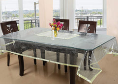 Kuber Industries Laminated Patch Design PVC 6 Seater Dining Table Cover - Gold