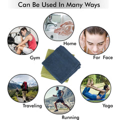 Kuber Industries 525 GSM Cotton Face Towels |Super Soft, Quick Absorbent & Anti-Bacterial|Gym & Workout Towels|Pack of 2 (Blue & Green)