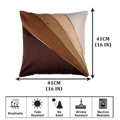 Kuber Industries Cushion Cover | Pillow Covers for Sofa | Throw Cushion Cover | Dupion Polyester Cushion Covers | Cream Patang Wire Cushion Covers | Set of 5 | 16 Inch | Brown