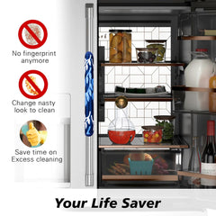 Kuber Industries Fridge Handle Cover | Refrigerator Handle Cover | Fridge Door Handle Protector | Fridge Door Handle Cover | Leaf Kniting Fridge Handle Cover | 2 Piece Set | Blue