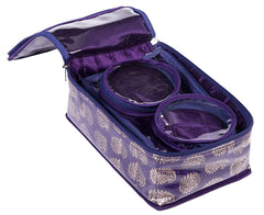 Kuber Industries Laminated Carry Design Jewellery Box/Organizer with 9 Transparent Mesh Pouch & 2 Bangle/Watch Pouch (Pruple)-HS_38_LUGGAGE21008