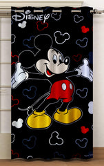 Kuber Industries Disney Mickey Print 6 Pieces Polyester Special Blackout Long Crush Eyelet Door Curtain 7 Feet (Yellow, Sky Blue, Black)-Kubmart115