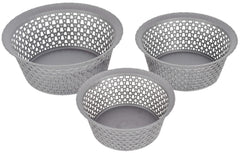 Heart Home Multiuses 3 Different Sizes Round Plastic Storage Basket/Organizer (Grey) -46HH01