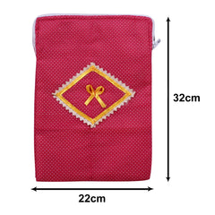 Heart Home Cotton Bow Dot Print Waterproof Undergarments Organizer|Toiletry Bag for Travel with Zippered & 2 Main Compartments (Pink)