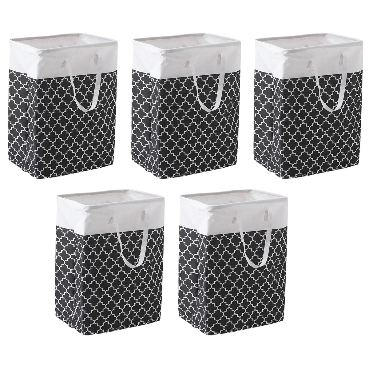 Kuber Industries Laundry Basket For Clothes|Foldable Laundry Hamper|Basket For Toys, Dirty clothes, Storage "45 LTR"-Pack of 5 (Black)