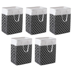 Kuber Industries Laundry Basket For Clothes|Foldable Laundry Hamper|Basket For Toys, Dirty clothes, Storage "45 LTR"-Pack of 5 (Black)