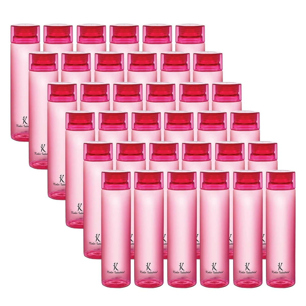 Kuber Industries BPA Free Plastic Water Bottles | Breakproof, Leakproof, Food Grade PET Bottles | Water Bottle for Kids & Adults | Plastic Bottle Set of 6 |Pink (Pack of 2)