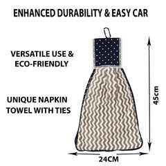 Kuber Industries Napkin | Washbasin Hanging Napkin | Kitchen Towel with Ties | Napkin for Kitchen | Zig Zag Napkin for Bathroom | Hand Towel for Kitchen | Pack of 6 | Multi