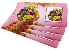 Kuber Industries Basket Design 4 Pieces PVC Refrigerator/Fridge Multipurpose Drawer Mat Set(Pink)-CTKTC032692