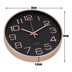 Homestic Wall Clock | Fancy Watch Wall Clocks | Office Wall Clock | Clock for Living Room | Clock for Bedroom | Clock for Hall | Machinery-Quartz | 12 Inch | L-Black Rose Gold