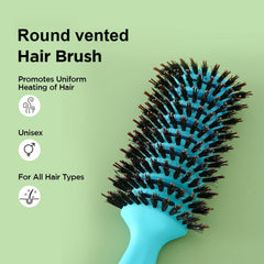 Homestic Hair Brush | Flexible Bristles Brush | Hair Brush with Paddle | Quick Drying Hair Brush | Suitable For All Hair Types | Round Vented Hair Brush | 2 Piece | C13-X-BLE | Blue