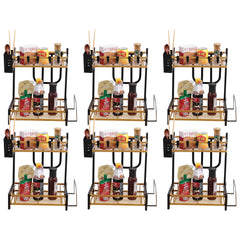 Kuber Industries 2-Layer Dish Drying Rack|Storage Rack for Kitchen Counter|Drainboard & Cutting Board Holder|Premium Utensils Basket Pack of 6 (Gold & Black)