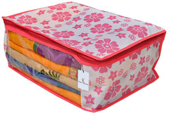 Kuber Industries 3 Piece Non Woven Saree Cover Set, Pink (NEWS01)