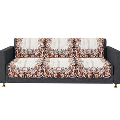 Heart Home Sofa Cover | 3 Seater Sofa Slip Cover Set | Brown Flower Sofa Cover | Velvet Couch Cover | Sofa Slipcover Set | Sofa Cover for Living Room | Cream