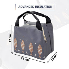 Kuber Industries Lunch Bag for kids | Dark Grey Tiffin Bag for Men | Reusable | Insulated| Waterproof Tiffin Lunch Bag with Handle | Printed | LYN06-DGY |
