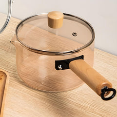 Urbane Home Borosilicate Glass 1.45L Saucepan with Lid & Handle | Induction Pan Cookware | Handi for Cooking | Microwave Safe | Cooktop for Tea/Milk/Pasta/Noodles/Rice | Transparent
