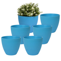 Kuber Industries Flower Pot | Flower Planter Pots for Indoor | Flower Pots for Outdoor | Pot for Garden & Balcony Flowering | Flower Plants Pot | Mega Flower Pot | 6 Inch | Pack of 6 | Blue