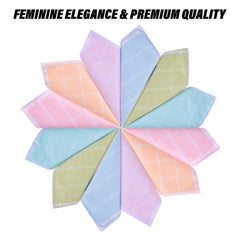 Kuber Industries Handkerchief | Cotton Handkerchief for women | Women’s Vintage Hanky | Women's Handkerchiefs | Ladies Rumal Hankies | Light Check | 6 Piece Set | Multi