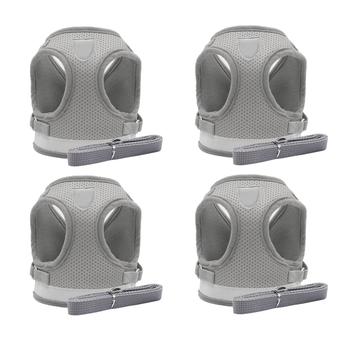 Kuber Industries Reflective Dog Harness With Adjustable Leash|Breathable Polyester Mesh Fabric |XL Size|HT-844|Comfortable No-Pull Grip|QuickRelease Buckles|Easy On - Easy Off Harness|Grey (Pack Of 4)