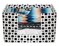 Heart Home Dot Printed Non-Woven Foldable Saree Stacker, Wardrobe Organizer, Storage Bin With Handle (Black & White)-HS43HEARTH26412