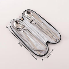 Kuber Industries 7 Pcs Utensil Set | Travel Camping Cutlery Set | Stainless Steel Flatware Set with Bag | Travel Organizer Utensil Set | Durable and Practical | Gray Cover