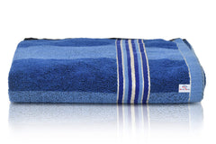 Heart Home Lining Design Super Soft, Fluffy, and Absorbent, Cotton Bath Towel Perfect for Daily Use- Pack of 3 (Blue)-44HH0556