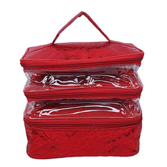 Kuber Industries CTKTC21153 Laminated PVC Make Up Kit Cum Jewellery Kit (Transparent , Maroon)