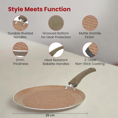 Kuber Industries Aluminium 3 Layer Grill Pan Non Stick Tandoori Tawa for Sandwich, Omelett, Chicken Cooking | Grill Pan with Handle | Black & Golden