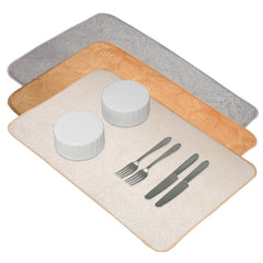 Heart Home Dish Dry Mat | Microfiber Self Drying Mat | Kitchen Drying Mat | Water Absorbent Kitchen Mat | Embossed Dish Dry Mat | 50x70 | Pack of 3 | Multicolor